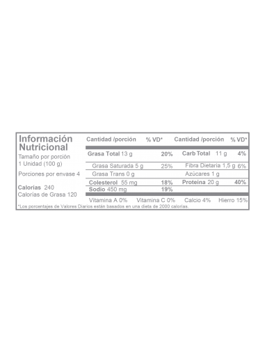 HAMBURGUESA DE RES PREASADA ZENU...