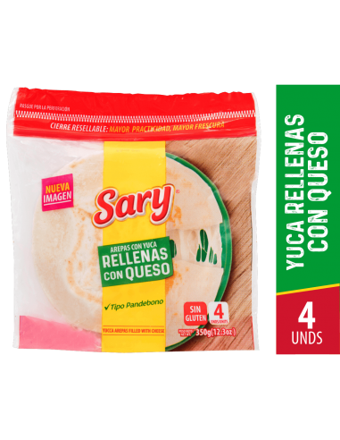 AREPA SARY YUCA RELLENA DE QUESO x 350gr