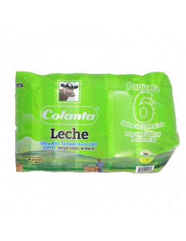 LECHE COLANTA ENTERA UHT SIXPACK x...
