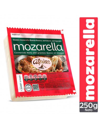 QUESO MOZARELLA ALPINA BLOQUE x 250g